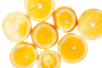 slices of orange background, view in backlight