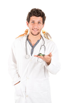 Veterinarian with animals