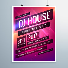 music sound party event flyer template in abstract pink backgrou