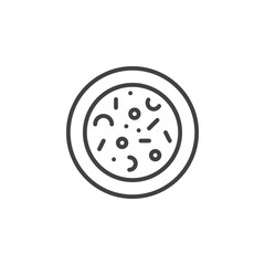 Microbes. Agar plate with bacterial colonies line icon, outline vector logo illustration, linear pictogram isolated on white