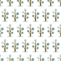 simple trees seamless pattern on white background. icon and symbol in Vector Illustration.