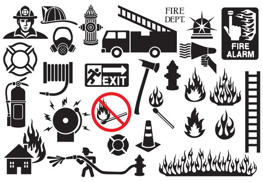 firefighter icons and symbols collection
