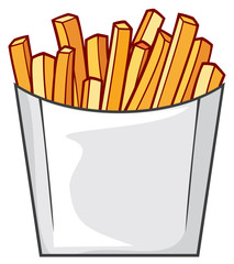 french fries in paper box (fast food vector icon)