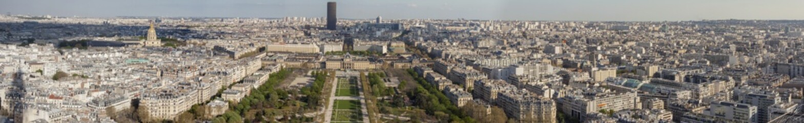 Fototapeta na wymiar Aerial view from Eiffel Tower on Champ de Mars - Paris.