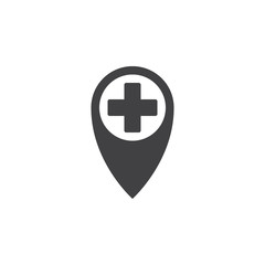 Obraz premium hospital location icon vector, solid logo illustration, pictogram isolated on white