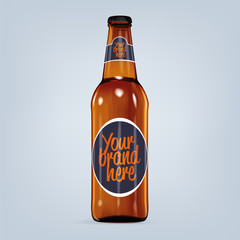Realistic isolated blank bottle of beer