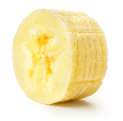 Banana slice isolated on white background. With clipping path.
