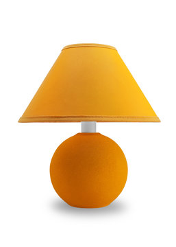 Yellow Desk Lamp Pot On A White Background