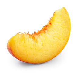 Peach slice isolated on white background. With clipping path.