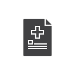 Medical report. document with cross icon vector, solid logo illustration, pictogram isolated on white