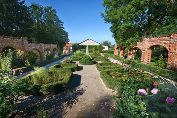 Fototapeta na wymiar French-style garden in Nakomiady, Poland
