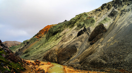 Obraz premium Landmannalaugar colored mountains, great valley inner part of island, Iceland