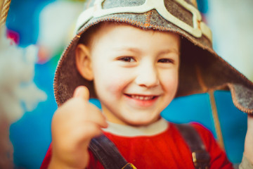 Happy glance of the cute little boy