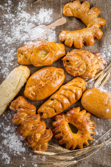 muffins, pastries, bread, pastry, cakes, tea, coffee, rustic, bun