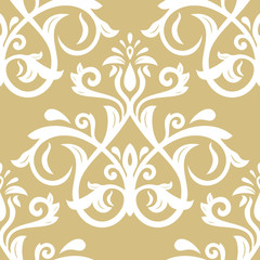 Seamless classic vector golden and white pattern. Traditional orient ornament