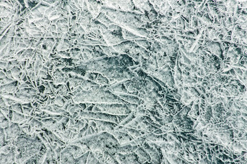 The pattern of cracks on the blue ice of Lake Baikal