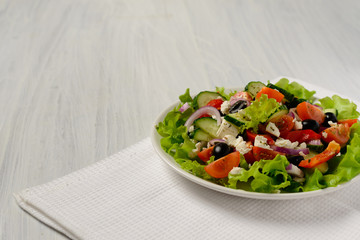 Greek salad. Vegetarian food