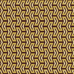 Geometric vector pattern with golden arrows. Seamless abstract background