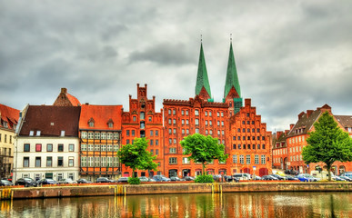 Obraz premium Buildings in the old town of Lubeck - Germany