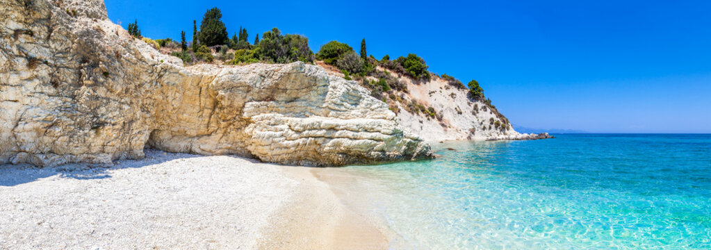 Fototapeta Panoramic beach landscape on Zakynthos Island in Greece