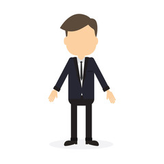 Isolated cartoon businessman standing on white background.