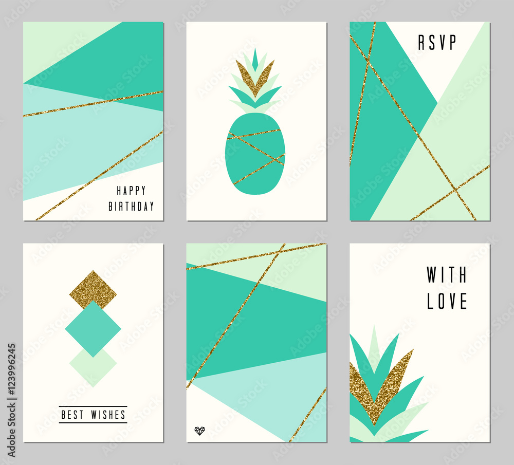 Wall mural abstract design cards set