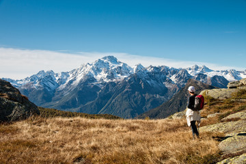 Fototapeta na wymiar Trekking in alta montagna - Valmalenco_ Italy