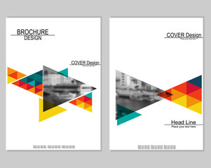 Vector brochure cover templates with blurred cityscape. EPS 10. Mesh background.