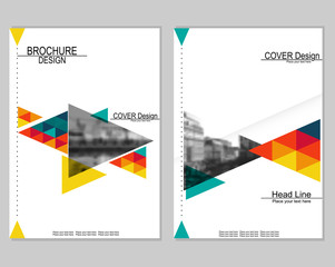 Vector brochure cover templates with blurred cityscape. Business brochure cover design. EPS 10. Mesh background.