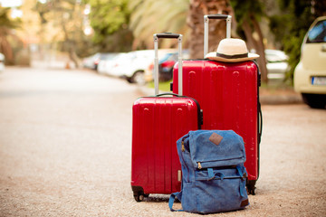 Suitcases. Holiday and travel concept