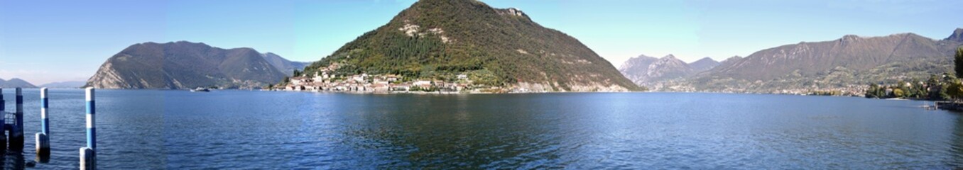 Fototapeta na wymiar Panoramic view of Monte Isola and Lake Iseo - Brescia - Italy