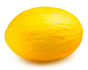Yellow melon isolated on white background - obrazy, fototapety, plakaty