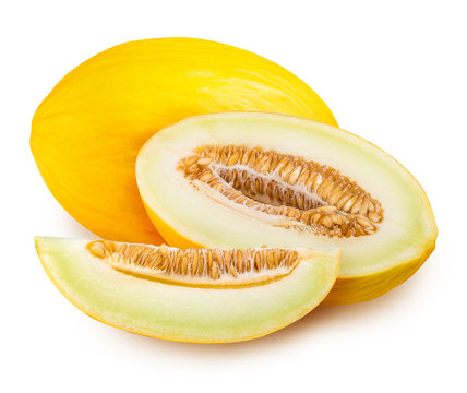 Set of yellow melon isolated on white background