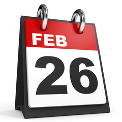 February 26. Calendar on white background.