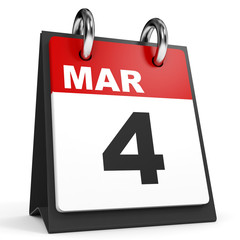 March 4. Calendar on white background.