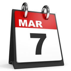 March 7. Calendar on white background.