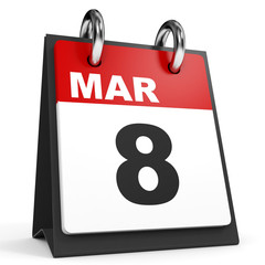 March 8. Calendar on white background.