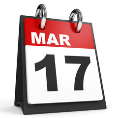 March 17. Calendar on white background.