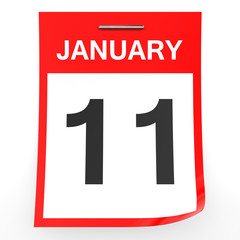 January 11. Calendar on white background.