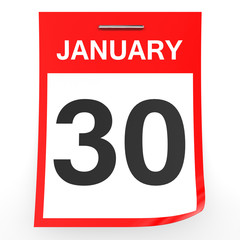 January 30. Calendar on white background.