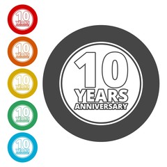 Anniversary icon set. Anniversary symbols isolated on white background. 10 years 
