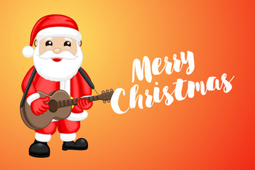 Santa Claus with Guitar Christmas Greeting Card