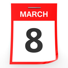 March 8. Calendar on white background.