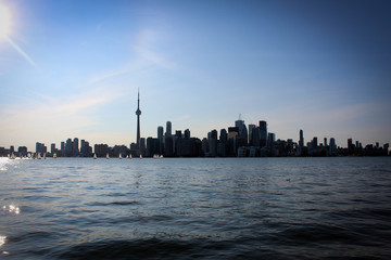 Obraz premium Zachód słońca w panoramie Toronto, Kanada