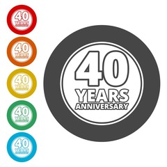 Anniversary icon set. Anniversary symbols isolated on white background. 40 years 