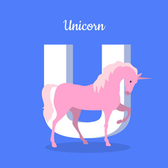 Fantastic Animals Alphabet. Letter - U
