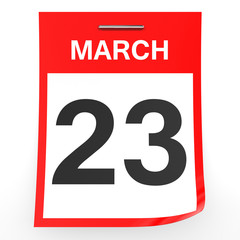 March 23. Calendar on white background.