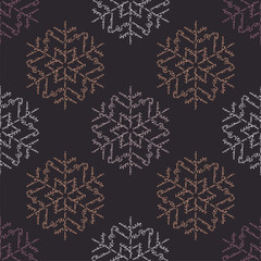 Seamless background with snowflakes. Calligraphy. Print. Repeating background. Cloth design, wallpaper.