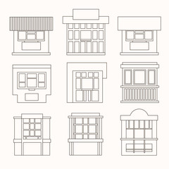 Set of cartoon flat stalls and kiosks isolated on white backgrou