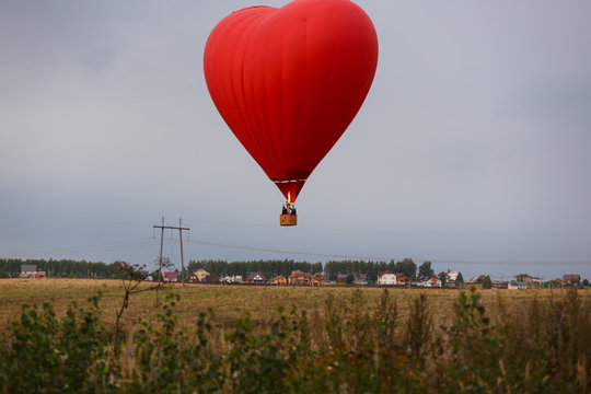 Hot air balloon in the form of heart